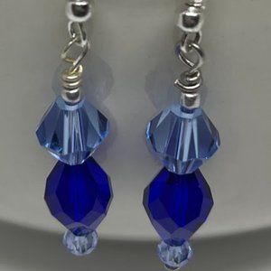 Double Blue Crystal Earrings